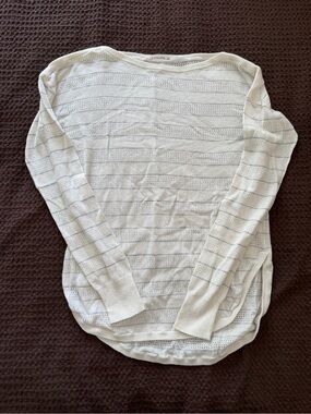 Athleta White Open-Knit Long Sleeve Sweater